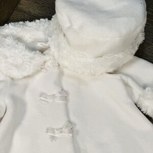 Starting Out Baby Girl Bow Faux Fur Light Winter Coat‎ with Matching Fur Hat 3M